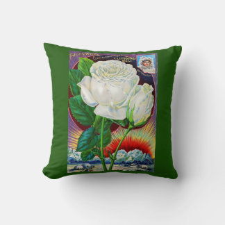 1890s rose catalog illustration White Rose Throw Pillow