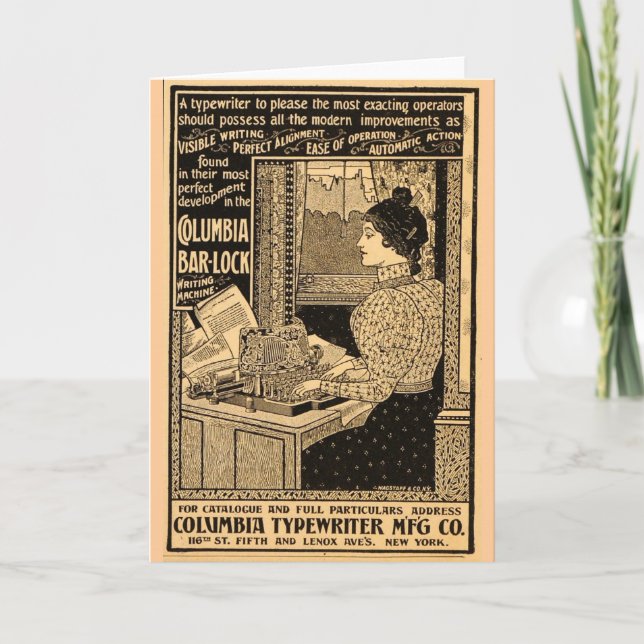 1890's Secretary at Typewriter Card (Front)