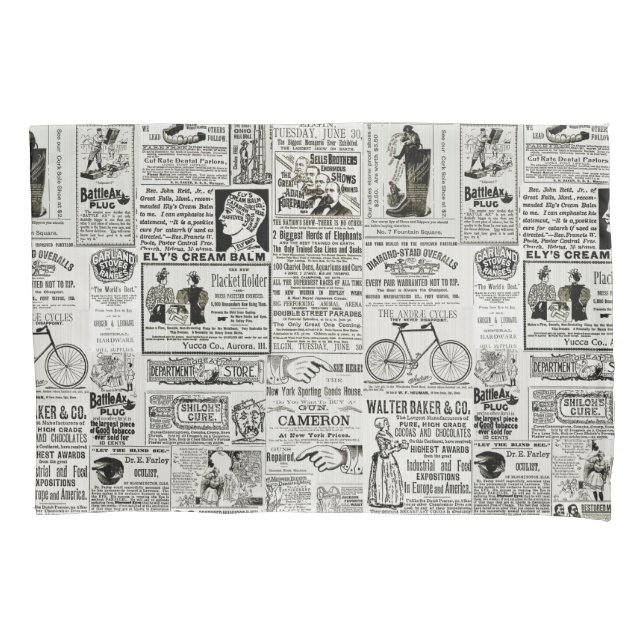 1890's Victorian Funny Ads Newspaper Ads Graphics Pillow Case (Front-Left)