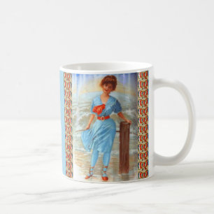 1890s Victorian lady on the beach Coffee Mug