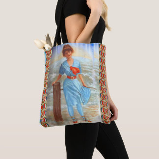 1890s Victorian lady on the beach Tote Bag