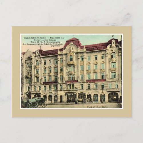 1890s vintage Berlin Grand Hotel Russia Postcard