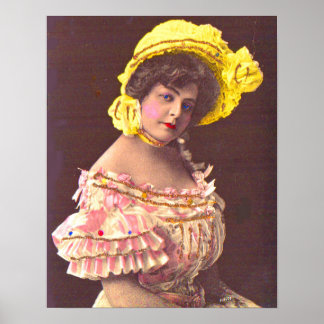 1890s woman in frilly attire print