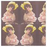 1890s woman in frilly attire print fabric