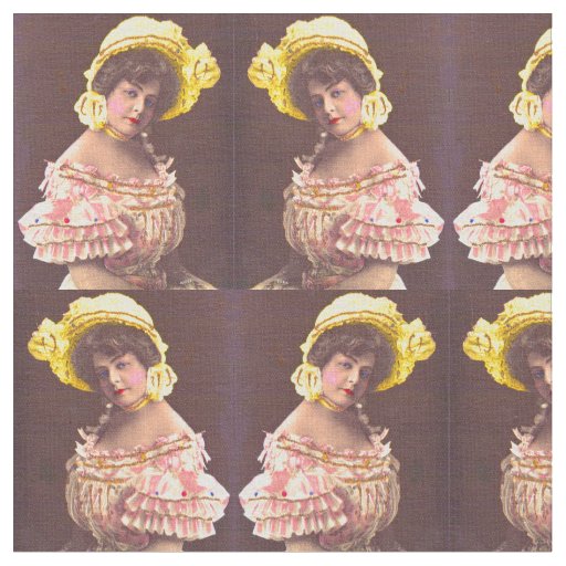 1890s woman in frilly attire print fabric
