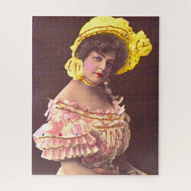 1890s woman in frilly attire print jigsaw puzzle (Vertical)