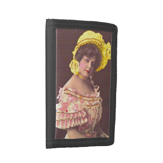 1890s woman in frilly attire print tri-fold wallet (Side)