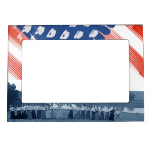 1890's Women Tug-O-War Tug of War Flag Patriotic Magnetic Frame