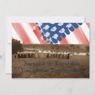 1890's Women Tug of War Tug-O-War American Flag Invitation