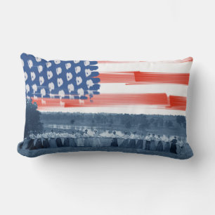 1890's  Women Tug of War Tug-O-War American Flag Lumbar Pillow