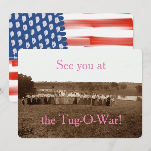 1890's Women Woman Tug-O-War Fox River Elgin IL (Front/Back)