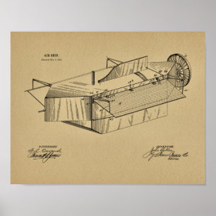 1891 Airship Airplane Patent Art Drawing Print