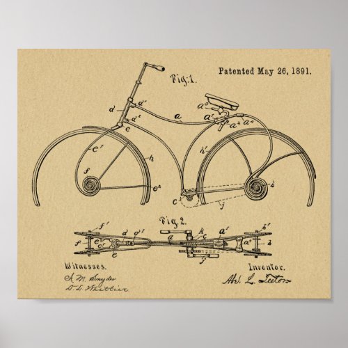 1891 Bicycle Spring Frame Design Patent Art Print