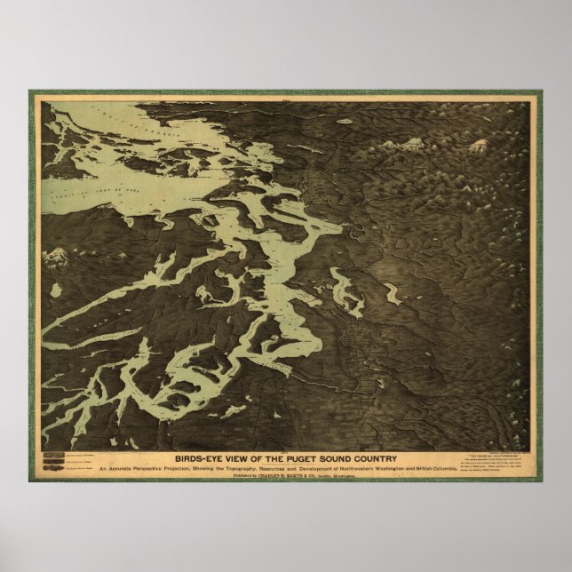 1891 Map of Puget Sound - Washington, British Col. Poster (Front)