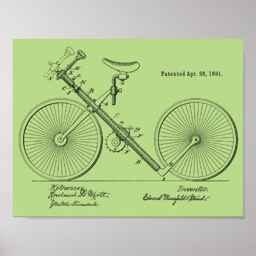 1891 Vintage Tubular Bicycle Patent Art Print