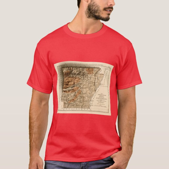 1892 Relief Map of Arkansas 3D digitallyrendered O T-Shirt (Front)