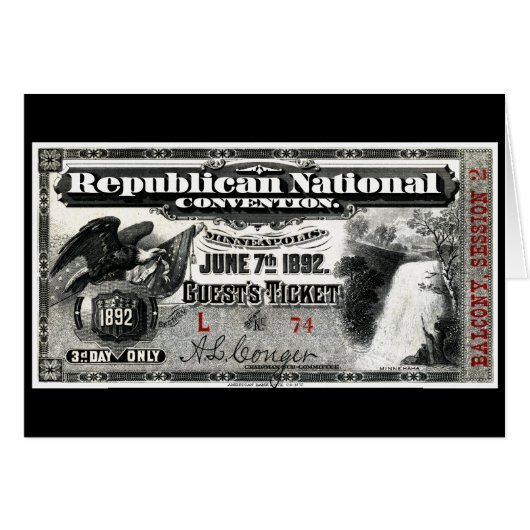 1892 Republican Convention Ticket (Front Horizontal)