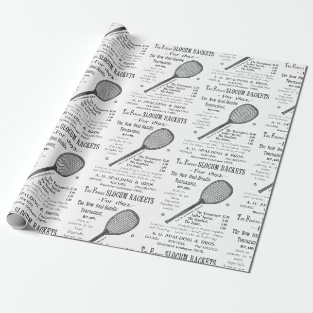 1892 Tennis Racquet Lawn Tennis Sports Sporting  Wrapping Paper (Unrolled)