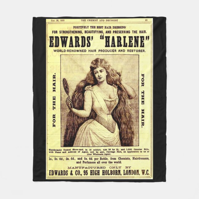 1893 ad for Harlene hair restorer Fleece Blanket (Front)