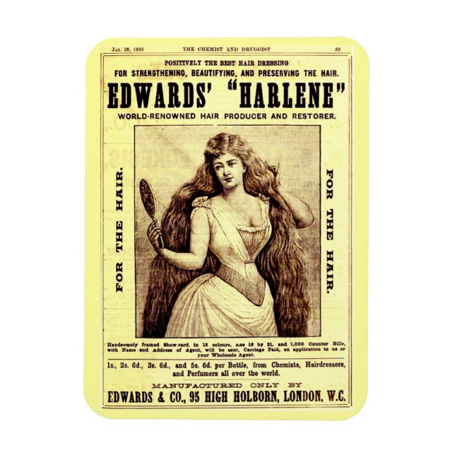 1893 ad for Harlene hair restorer Magnet (Vertical)