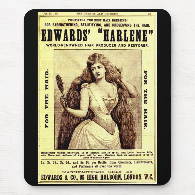 1893 ad for Harlene hair restorer Mouse Pad (Front)