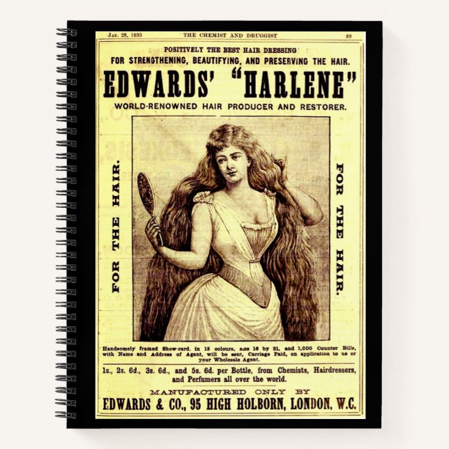 1893 ad for Harlene hair restorer Notebook (Front)