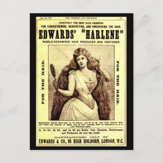 1893 ad for Harlene hair restorer Postcard