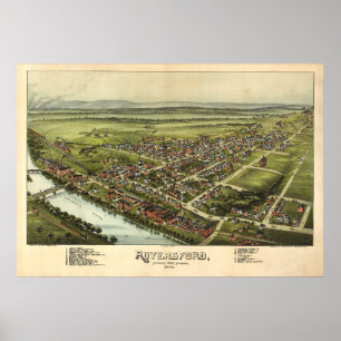 1893 Aerial Map Royersford PA Pennsylvania Poster