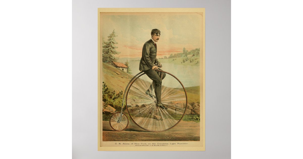 1893 Bicycle High Wheel Penny Farthing Art Print | Zazzle