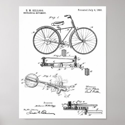 1893 Chainless Bicycle Design Patent Art Print