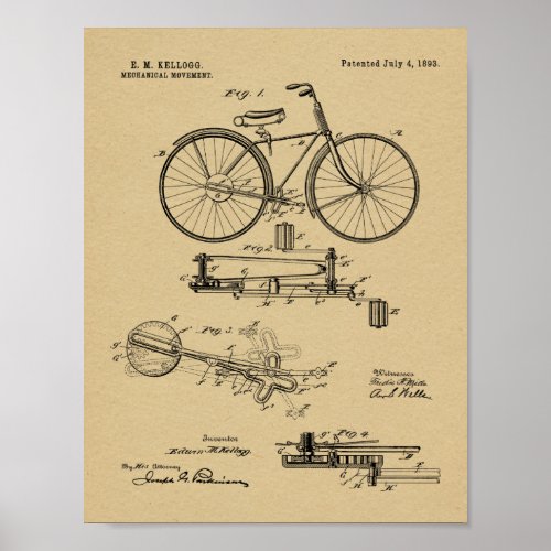 1893 Chainless Bicycle Design Patent Art Print