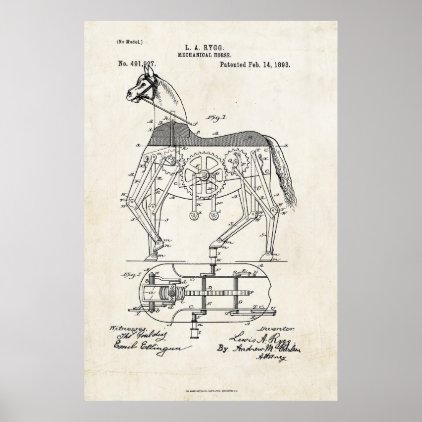 1893 Mechanical Horse Patent Print