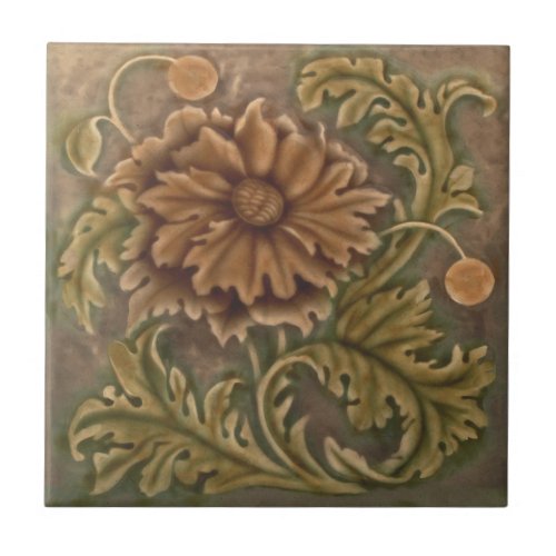 1893 Sherwin Cotton Art Nouveau Repro Faux Relief Ceramic Tile