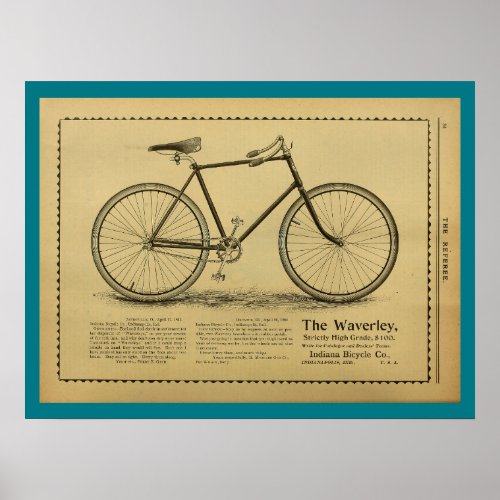 1893 Vintage Bicycle Magazine Ad Art Poster