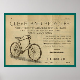 1893 Vintage Bicycle Magazine Ad Art Poster