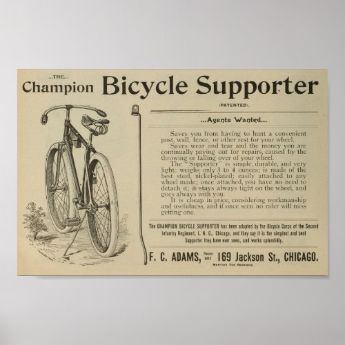 1893 Vintage Bicycle Magazine Ad Art Poster