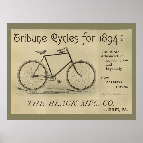 1893 Vintage Bicycle Magazine Ad Art Poster