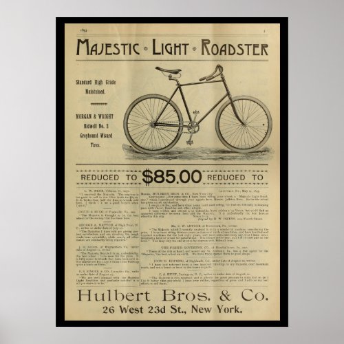 1893 Vintage Bicycle Magazine Ad Art Poster