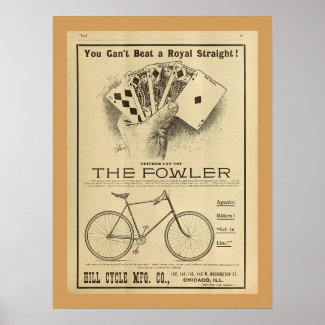 1893 Vintage Bicycle Magazine Ad Art Poster (Front)