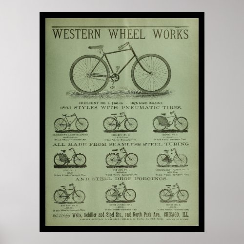 1893 Vintage Bicycle Magazine Ad Art Poster