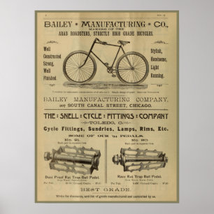 1893 Vintage Bicycle Magazine Ad Art Poster