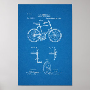 1893 Vintage Bicycle Patent Print Blueprint