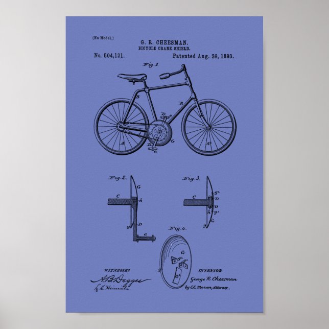 1893 Vintage Bicycle Patent Print Customize (Front)