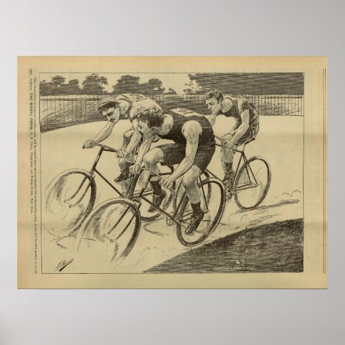 1893 Vintage Bicycle Race Magazine Ad Art Poster