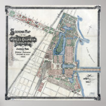 1893 World's Columbian Exposition Map, Chicago, IL