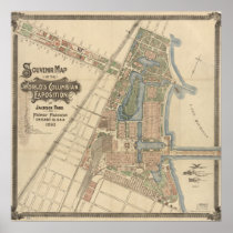 1893 World's Columbian Exposition Map, Chicago, IL