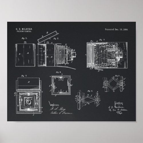 1894 Folding Camera Patent Art Drawing Print