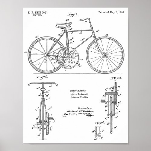 1894 Gear Drive Bicycle Design Patent Art Print