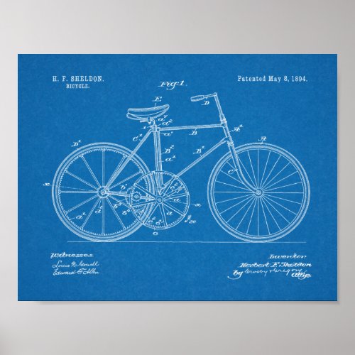 1894 Gear Drive Bicycle Design Patent Art Print