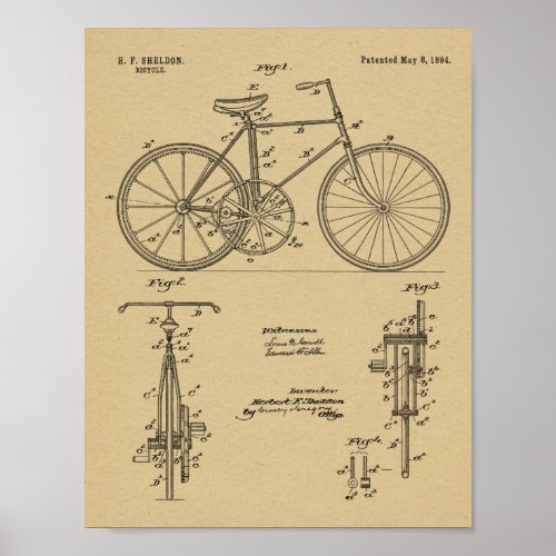 1894 Gear Drive Bicycle Design Patent Art Print